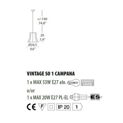 Подвесной светильник Evi Style Vintage SO1 Campana GL ES0242SO04GL