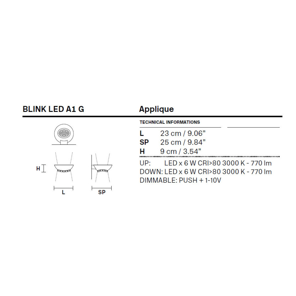 Настенный светильник Masiero Eclettica Blink A1 LED G F01 Cut crystal
