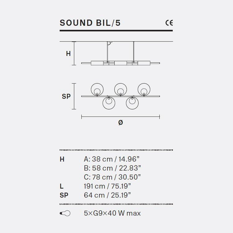 Подвесной светильник Masiero SOUND BIL5 G12