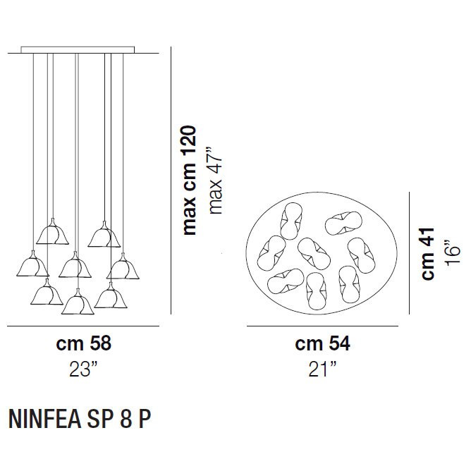 Подвесной светильник Vistosi Ninfea SP 8 P ALO TO CR