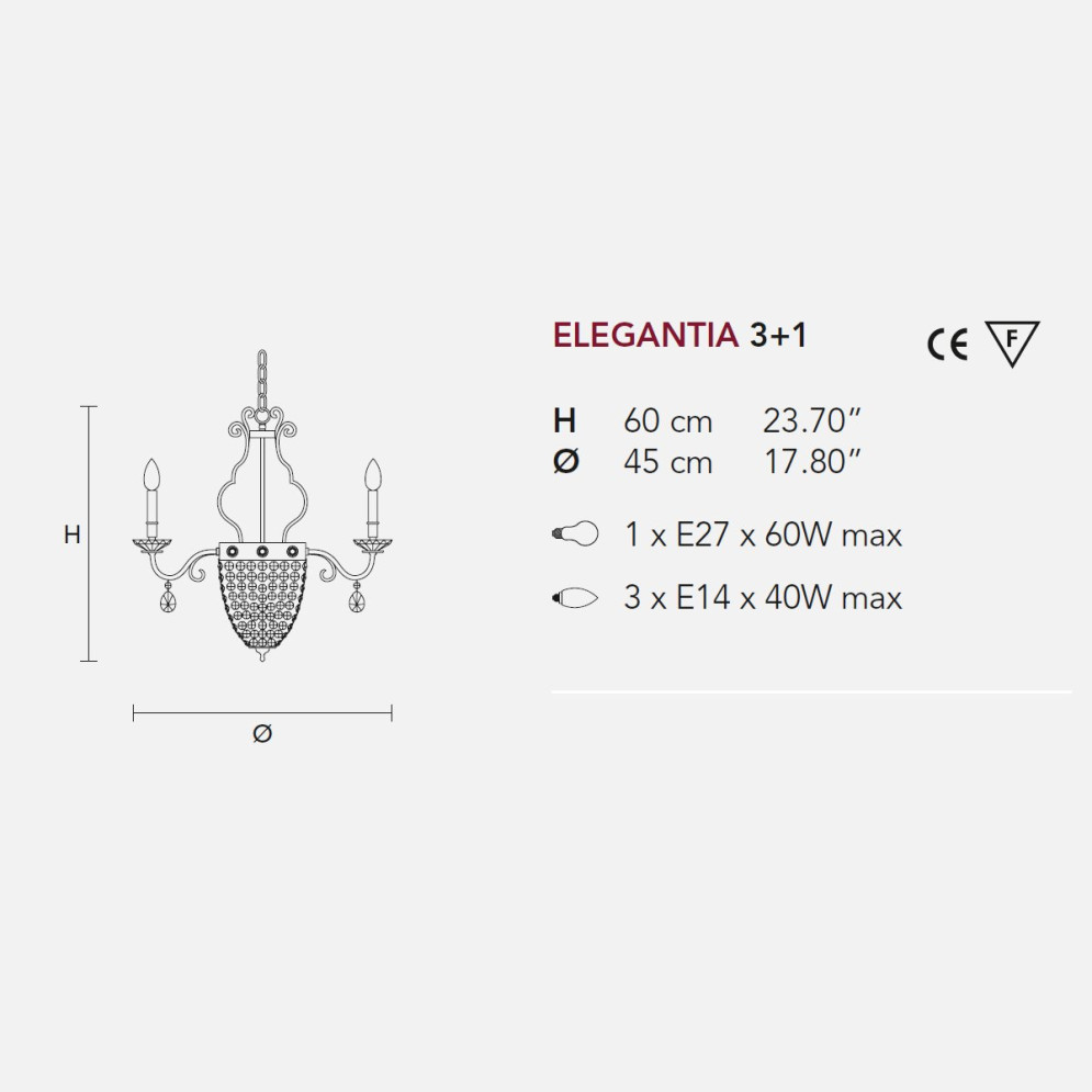 Люстра Masiero Elegantia 3+1 G04-G06 Cut crystal