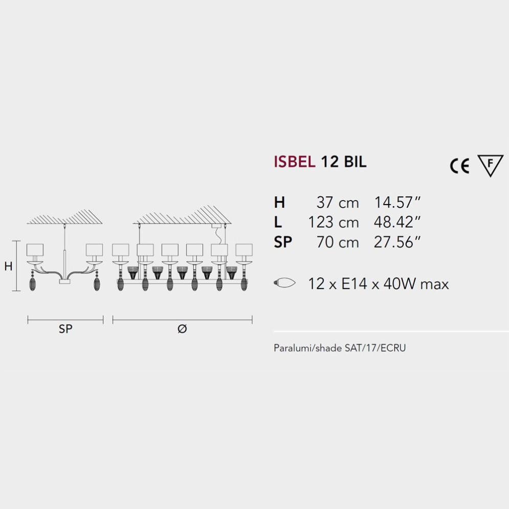 Люстра Masiero Isbel 12 BIL G07