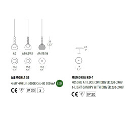 Подвесной светильник Evi Style Memoria S1-A6 / RO1 ES0261SO29A6L3+ES0260RO06