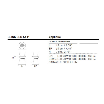 Настенный светильник Masiero Blink LED A1 P V95 CUT CRYSTAL