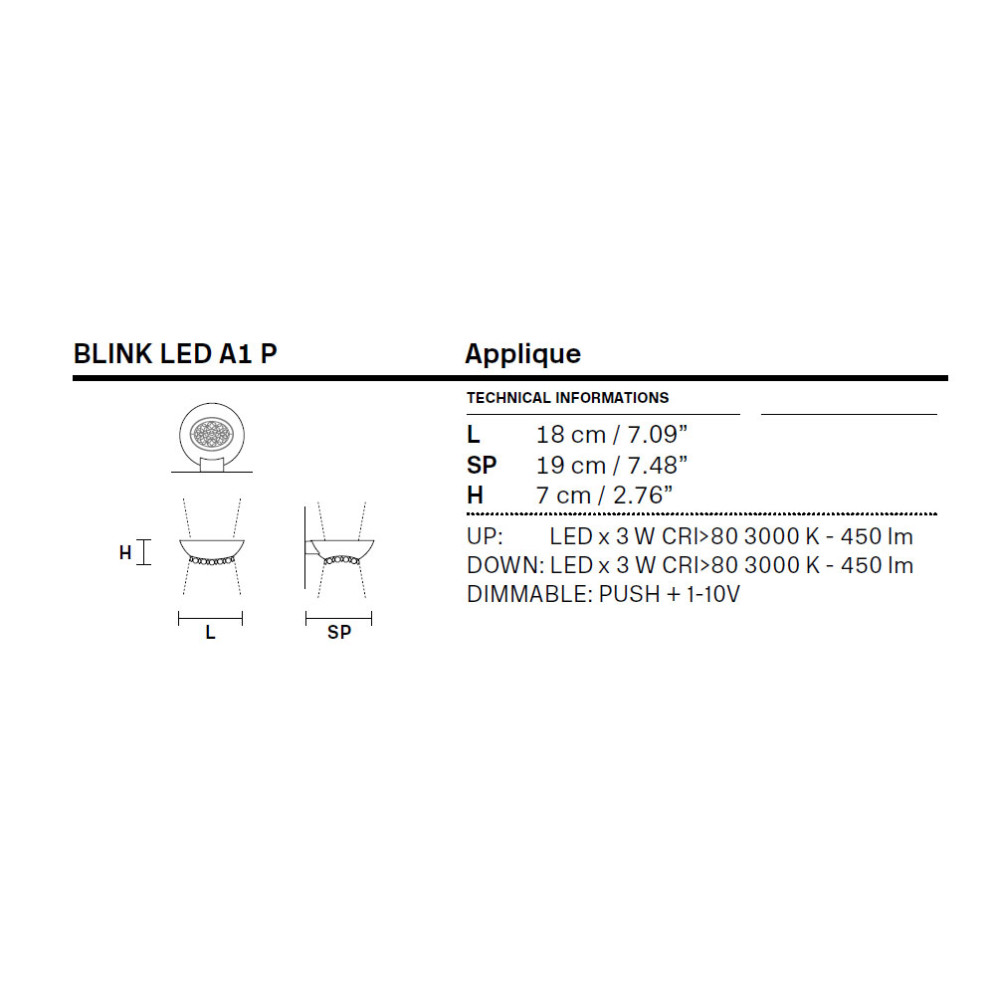 Настенный светильник Masiero Blink LED A1 P V95 CUT CRYSTAL
