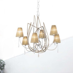 Люстра IDL Flame 524/6 antique bronze+nickel brown organza