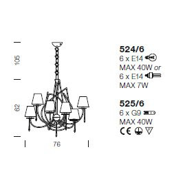 Люстра IDL Flame 524/6 antique bronze+nickel brown organza