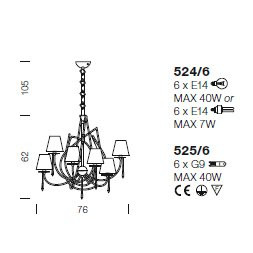Люстра IDL Flame 524/6 copper