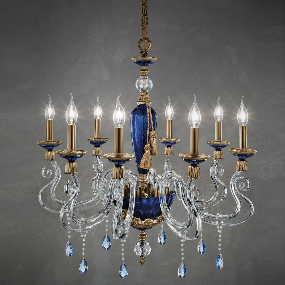 Люстра Euroluce Barocco L8 gold Blue