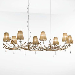 Люстра IDL Flame 524/8R antique bronze+nickel brown organza