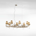 Люстра IDL Flame 524/8R antique bronze+nickel brown organza