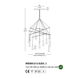 Подвесной светильник Morosini Mikado MIKADO LA12 glass-S 0572LA07SAL3