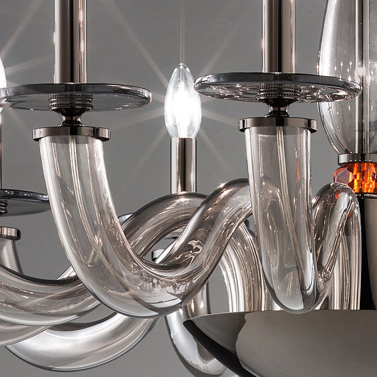 Люстра Euroluce Olympia L8 nickel Fume