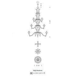 Люстра Sylcom Foscari 1522/16+8+4 D ORO