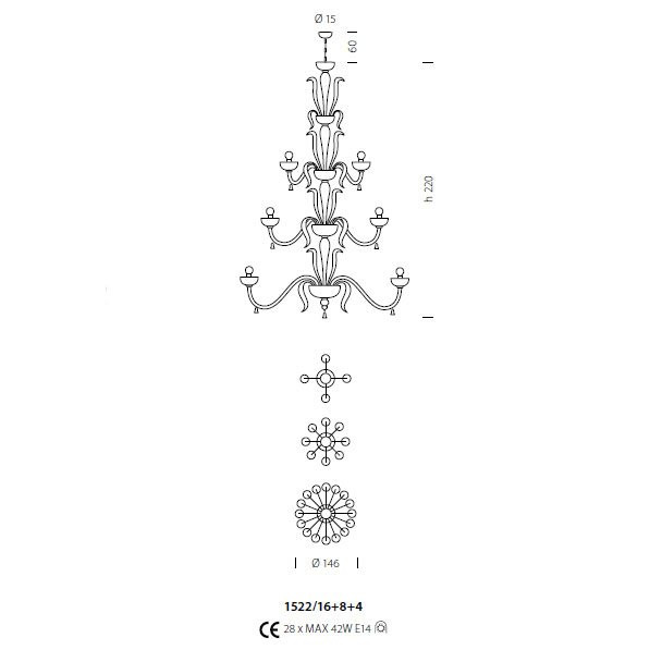 Люстра Sylcom Foscari 1522/16+8+4 D ORO