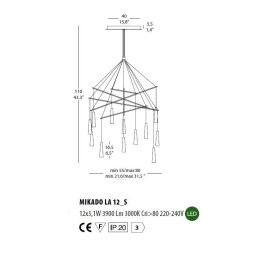 Подвесной светильник Morosini Mikado MIKADO LA12-S w/o glass 0572LA07SVL3