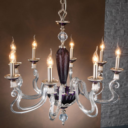 Люстра Euroluce Barocco L8 silver Amethyst